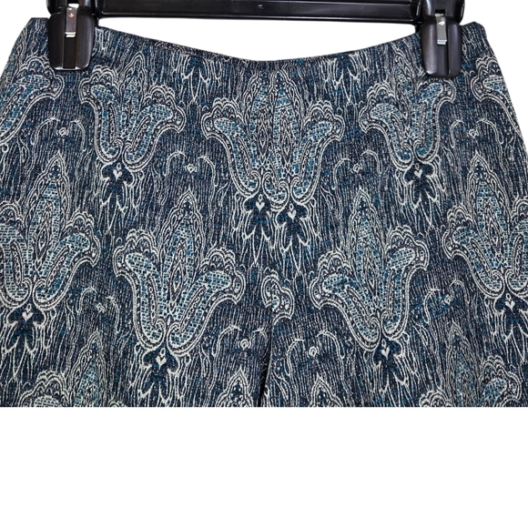 Oscar de la Renta Blue and Gray Paisley Straight Leg Pants Size 8 - Picture 3 of 7